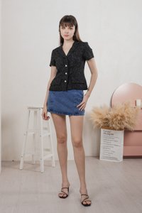 Centia Tweed Blazer Top In Black (XS)