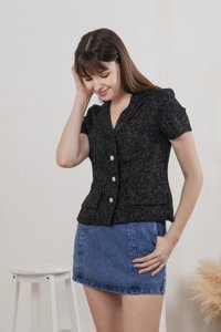 Centia Tweed Blazer Top In Black (XS)