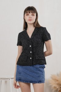 Centia Tweed Blazer Top In Black (XS)