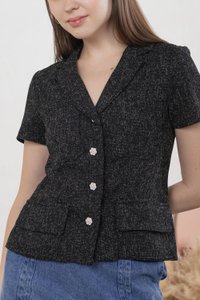 Centia Tweed Blazer Top In Black (XS)