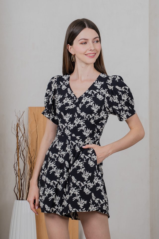 Muse Garden Prints Romper In Black