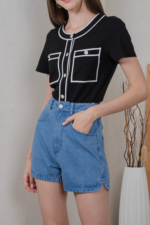 Sylph Denim High Waist Short in Mid Wash