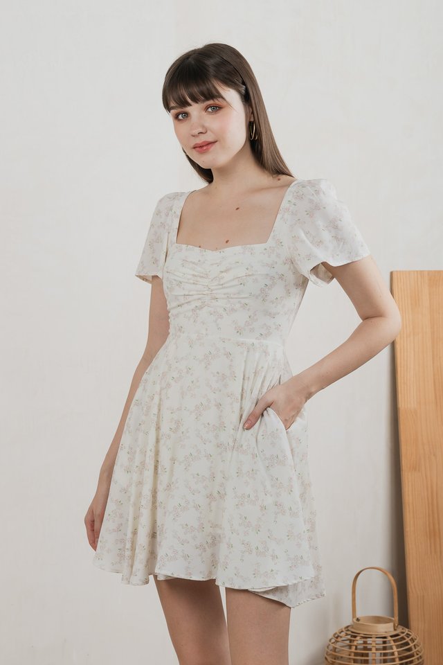 Amor Floral Sweetheart Dress Romper In Ivory