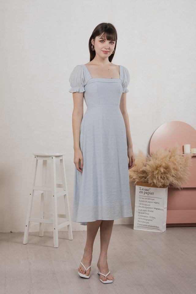 Montana Textured Midi Dress In Ice Blue