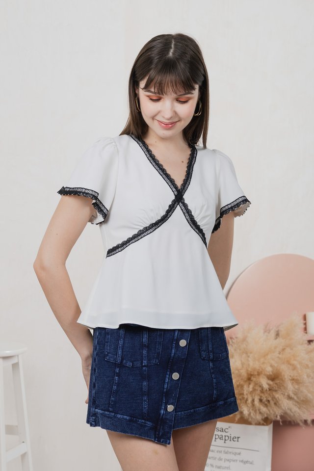 Lancie Lace Babydoll Top In White