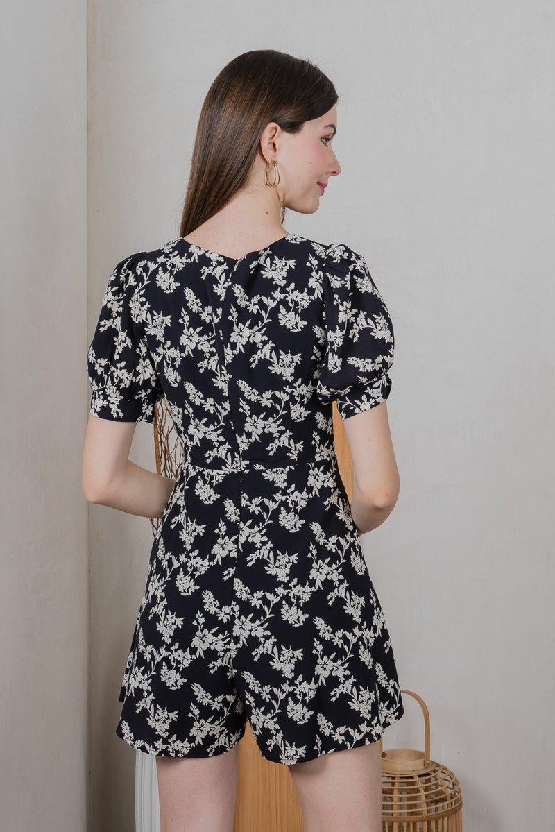 Muse Garden Prints Romper In Black