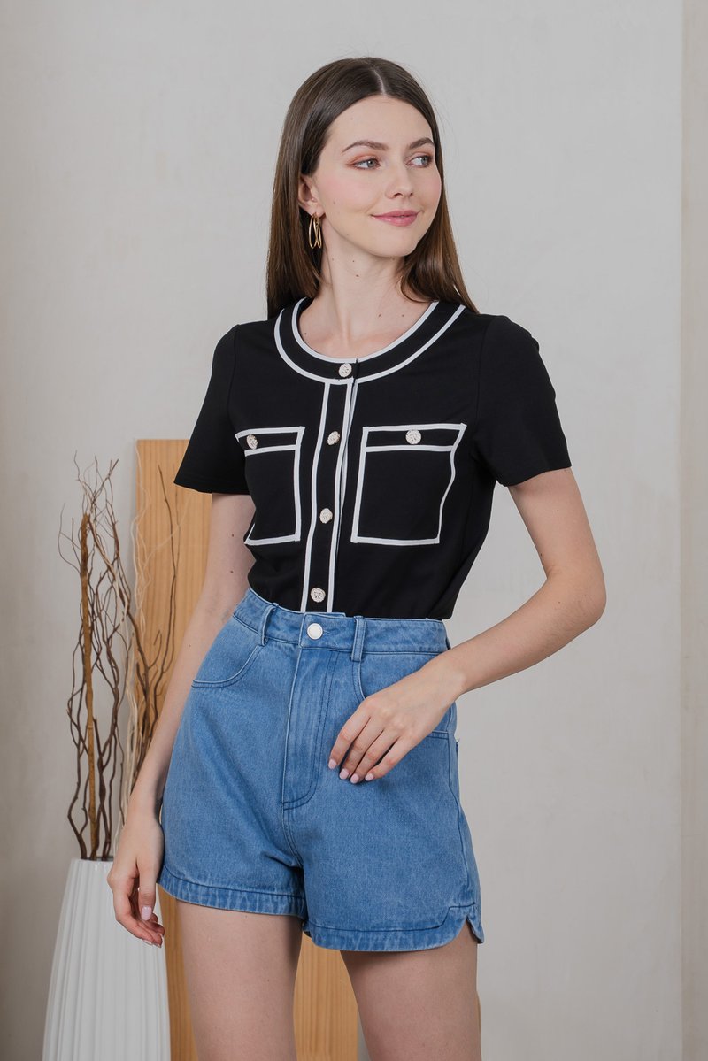 Sylph Denim High Waist Short in Mid Wash