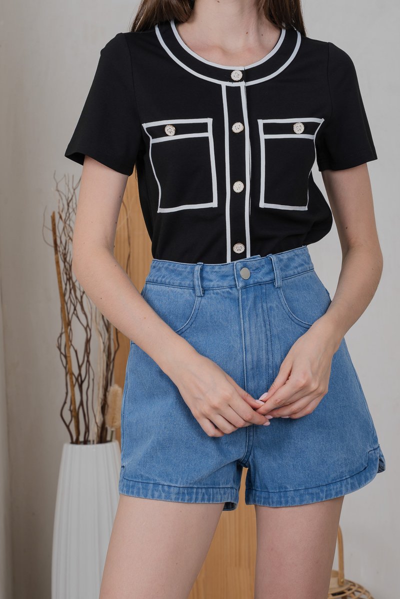 Sylph Denim High Waist Short in Mid Wash
