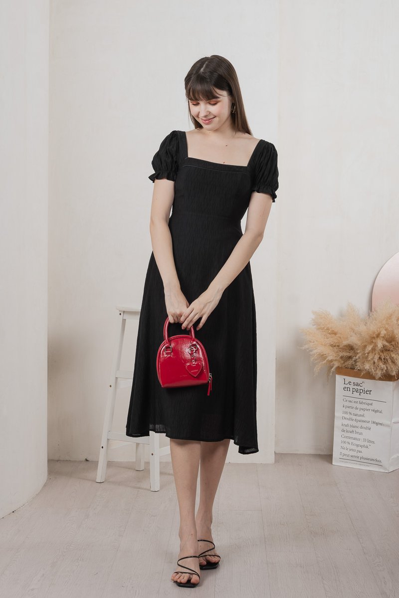 Montana Textured Midi Dress In Black