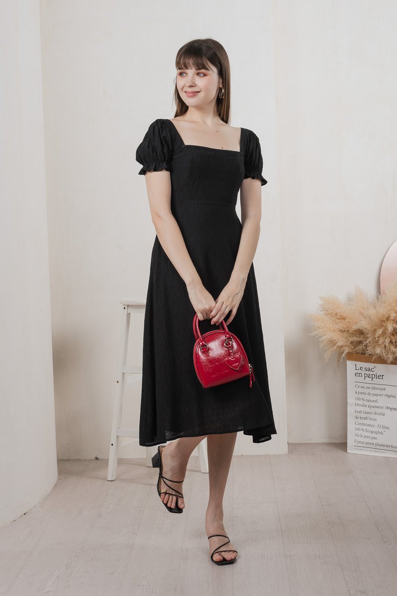 Montana Textured Midi Dress In Black