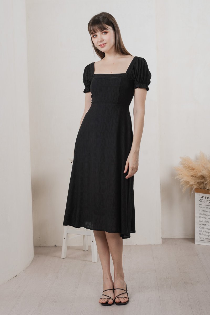 Montana Textured Midi Dress In Black