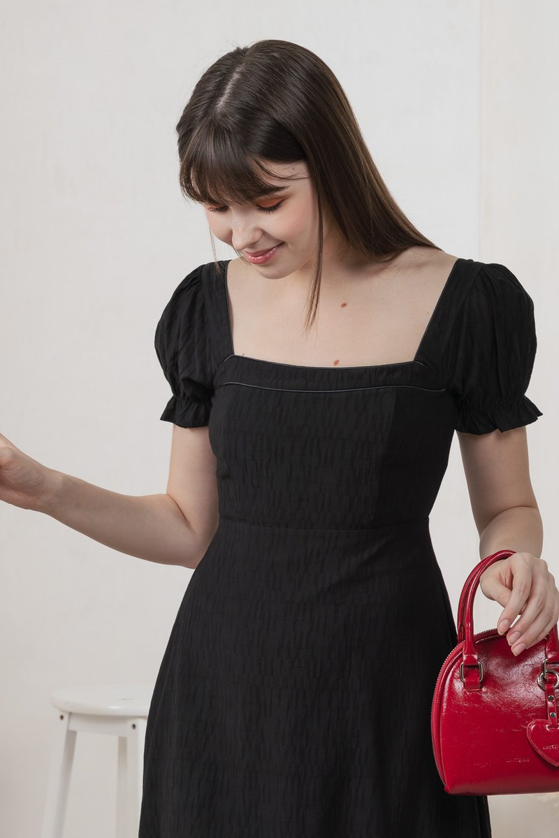 Montana Textured Midi Dress In Black