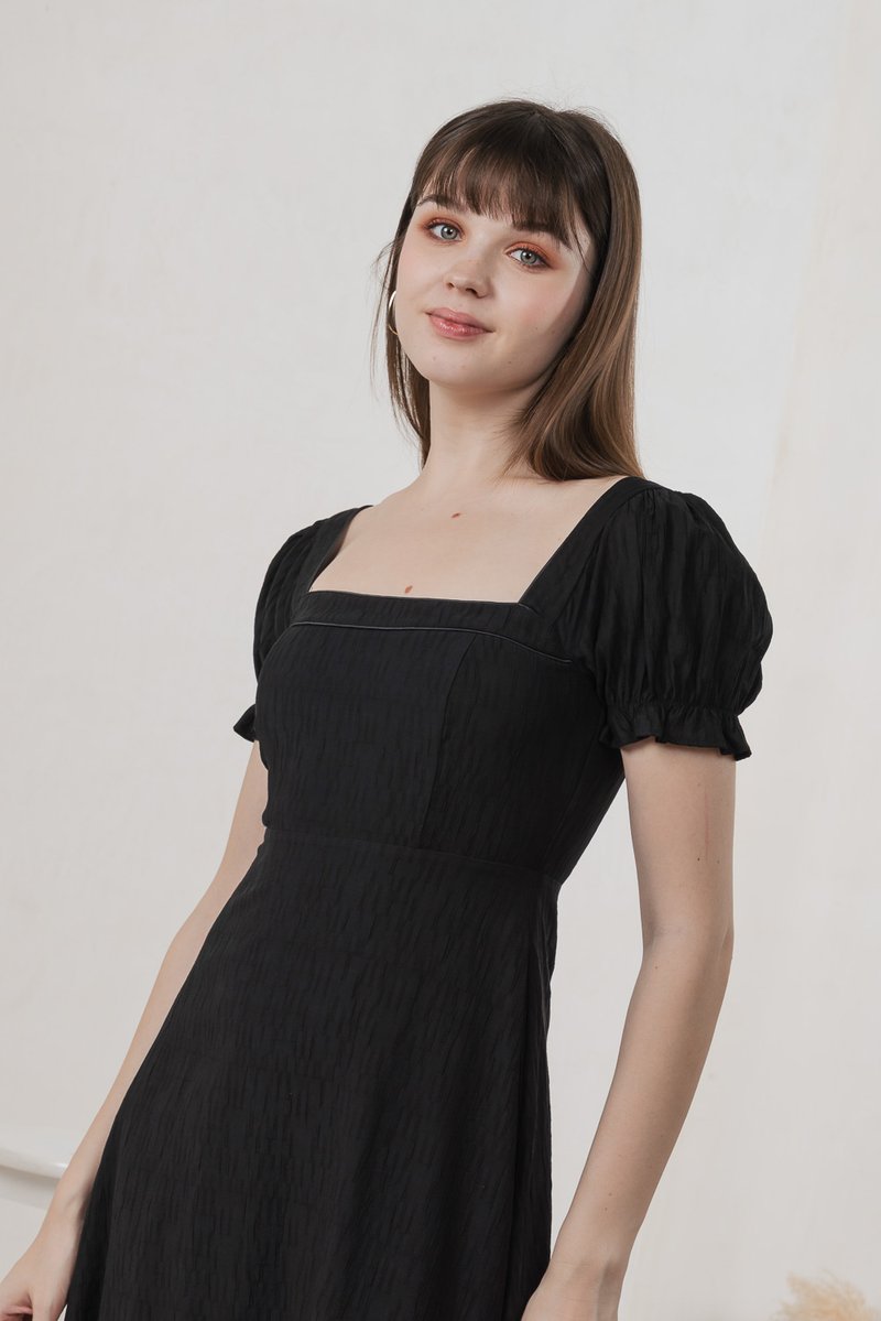 Montana Textured Midi Dress In Black