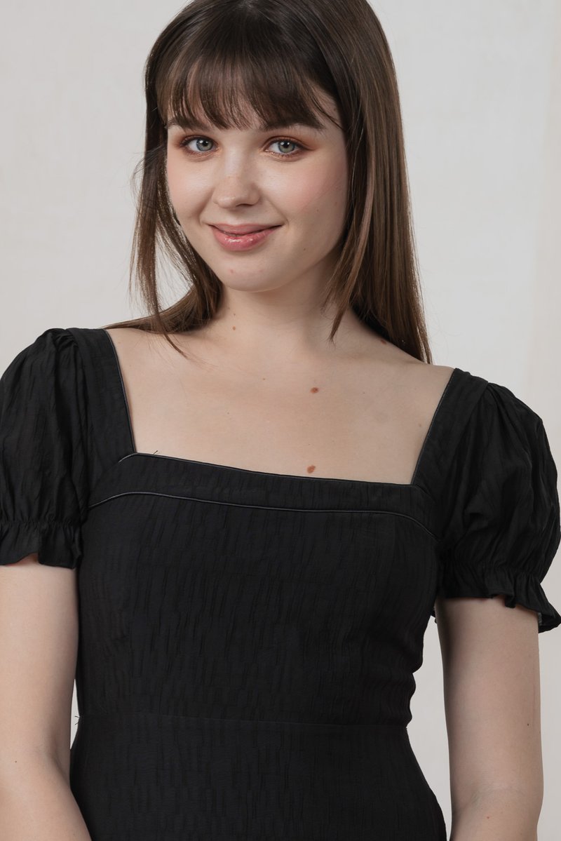 Montana Textured Midi Dress In Black