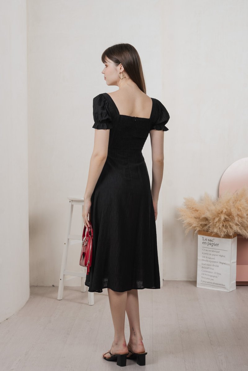 Montana Textured Midi Dress In Black
