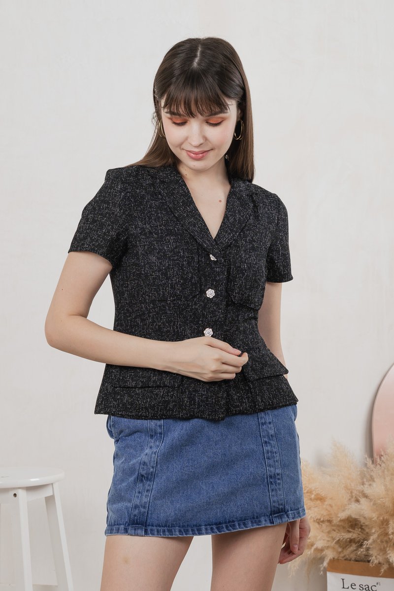 Centia Tweed Blazer Top In Black (XS)