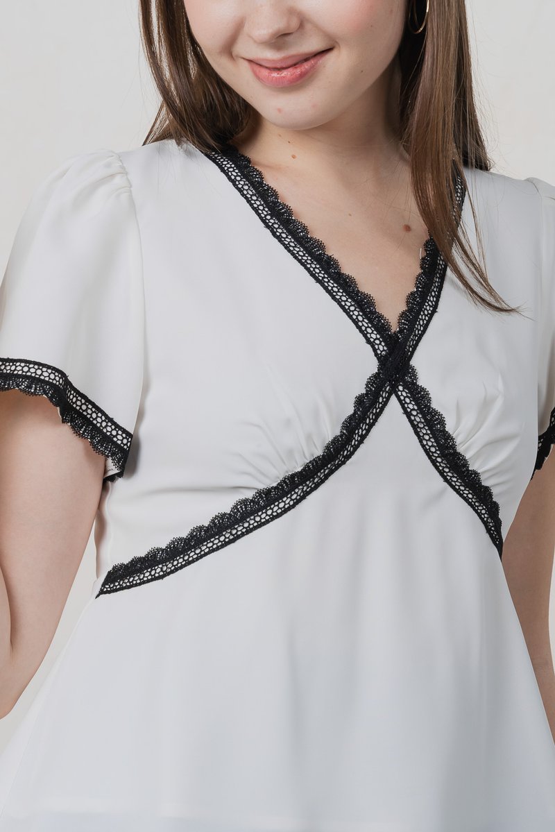Lancie Lace Babydoll Top In White