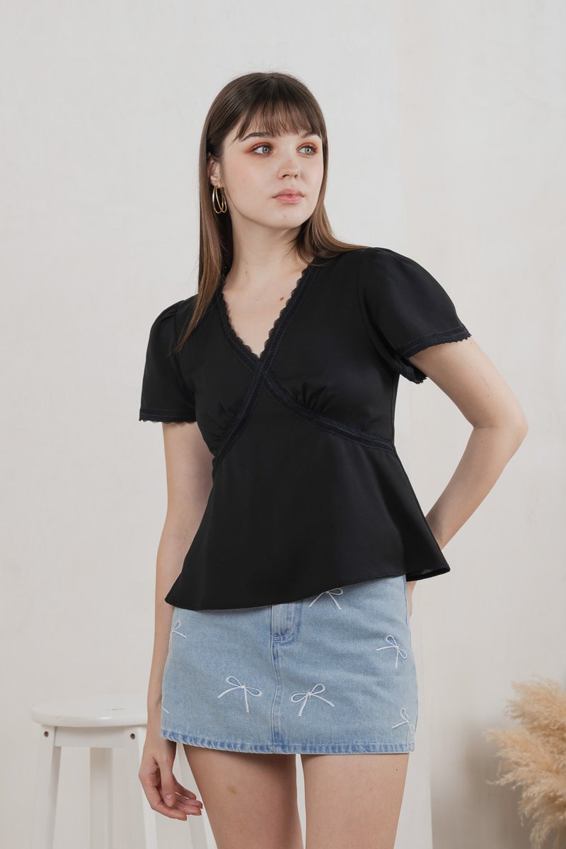 Lancie Lace Babydoll Top In Black (XS)