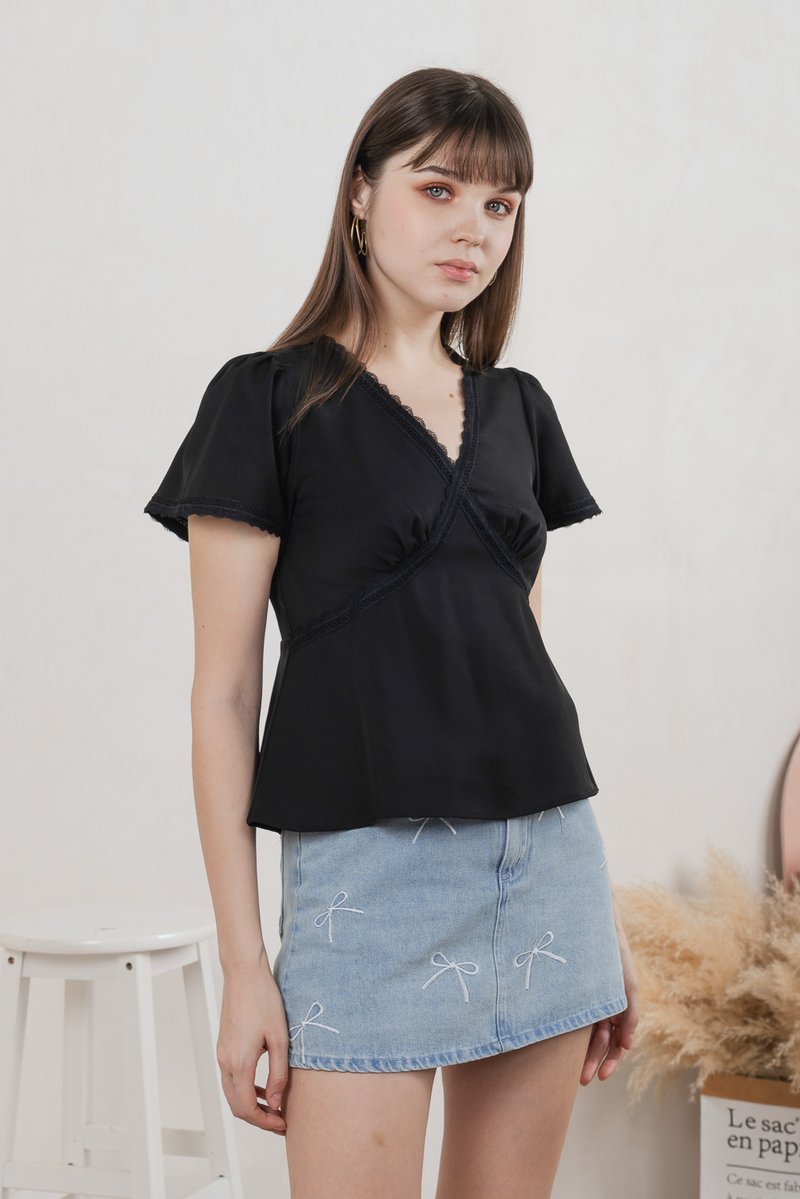 Lancie Lace Babydoll Top In Black (XS)