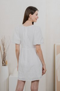 Ohara Embroidery Empire Dress In White