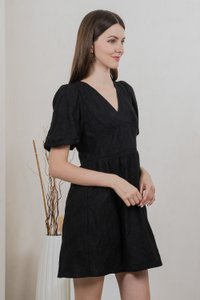 Ohara Embroidery Empire Dress In Black