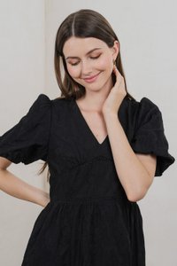 Ohara Embroidery Empire Dress In Black