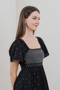 Sofi Polka Dot Midi Dress In Black