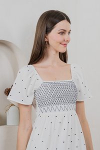 Sofi Polka Dot Midi Dress In White