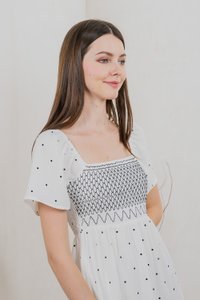 Sofi Polka Dot Midi Dress In White