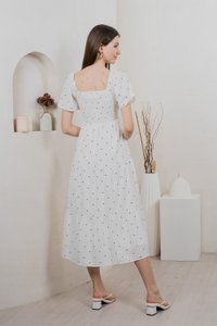 Sofi Polka Dot Midi Dress In White