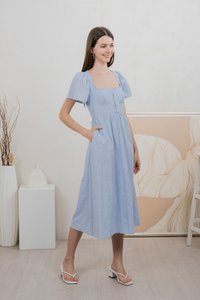 Tae Broderie Maxi Dress In Powder Blue