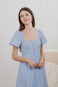 Tae Broderie Maxi Dress In Powder Blue