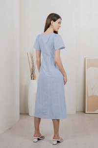 Tae Broderie Maxi Dress In Powder Blue