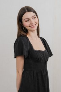 Tae Broderie Maxi Dress In Black