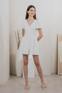Denby Empire Waist Romper In White