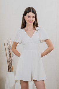 Denby Empire Waist Romper In White
