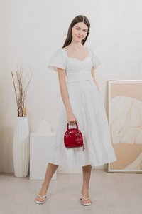 Perla Pintuck Eyelet Maxi Dress In White