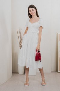 Perla Pintuck Eyelet Maxi Dress In White