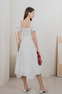 Perla Pintuck Eyelet Maxi Dress In White
