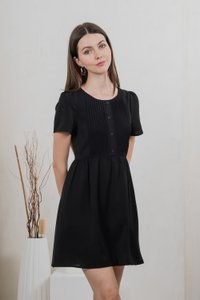 Portlyn Pintuck Button Dress In Black (XS)