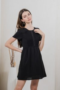 Portlyn Pintuck Button Dress In Black (XS)