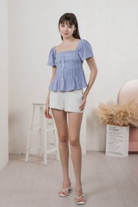 Julia Ribbonette Lace Top In Dove Blue