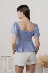 Julia Ribbonette Lace Top In Dove Blue
