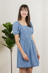 Nolana Denim Smocked Back Dress (XS)
