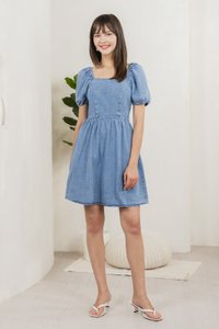 Nolana Denim Smocked Back Dress (XS)