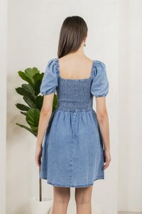 Nolana Denim Smocked Back Dress (XS)