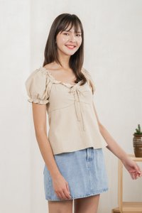 Phaedra Pintuck Ribbon Top In Sand