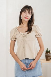 Phaedra Pintuck Ribbon Top In Sand