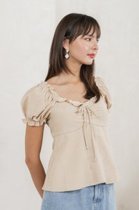 Phaedra Pintuck Ribbon Top In Sand