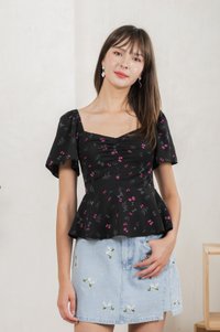 Freesia Ribbon Printed Sweetheart Top